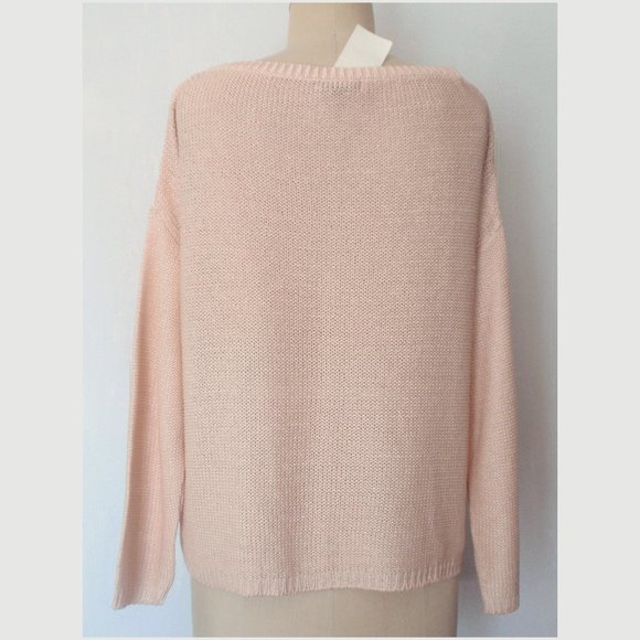 H&M PEACH COATED SHAKER CREWNECK LONG SLEEVE SWEATER L NWT - Picture 2 of 7